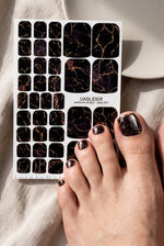 Dark Marble Pedicure Nail Wraps — Gold Foil Veins | pwg-041 - UASLIDER