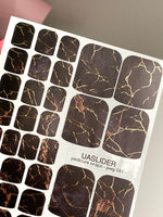 Dark Marble Pedicure Nail Wraps — Gold Foil Veins | pwg-041 - UASLIDER