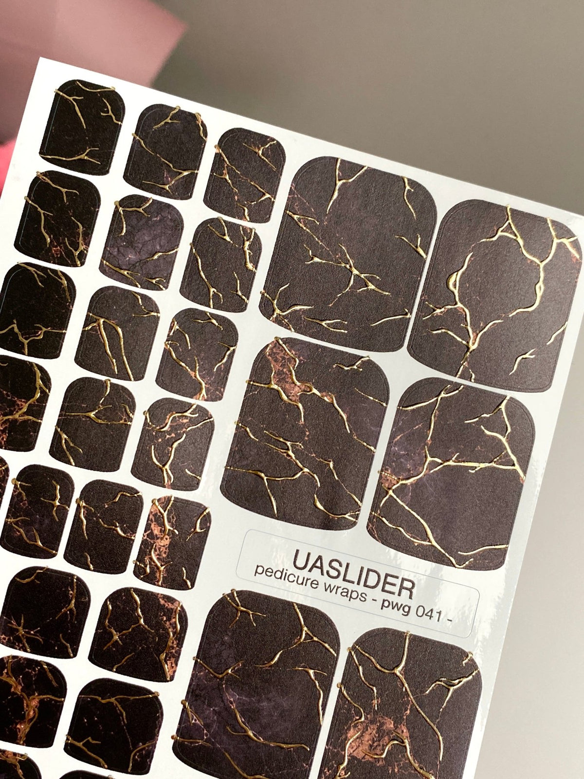 Dark Marble Pedicure Nail Wraps — Gold Foil Veins | pwg-041 - UASLIDER