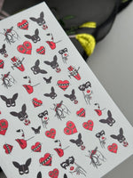 Dark Romance Nail Decals — Bunny Mask, Red Hearts & Lips | MC-054 - UASLIDER