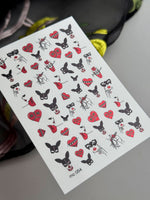 Dark Romance Nail Decals — Bunny Mask, Red Hearts & Lips | MC-054 - UASLIDER
