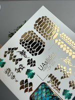 Dragon Scale Nail Decals — Teal Scales & Gold Foil Dragons | CF - 058 - UASLIDER