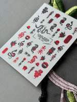 Dragon & Snake Nail Decals — Red & Black Oriental Art | MC-043 - UASLIDER