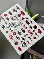 Dragon & Snake Nail Decals — Red & Black Oriental Art | MC-043 - UASLIDER