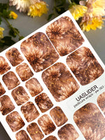 Dried Flower Pedicure Nail Wraps — Bronze Marble & Beige Blooms | PW-063 - UASLIDER
