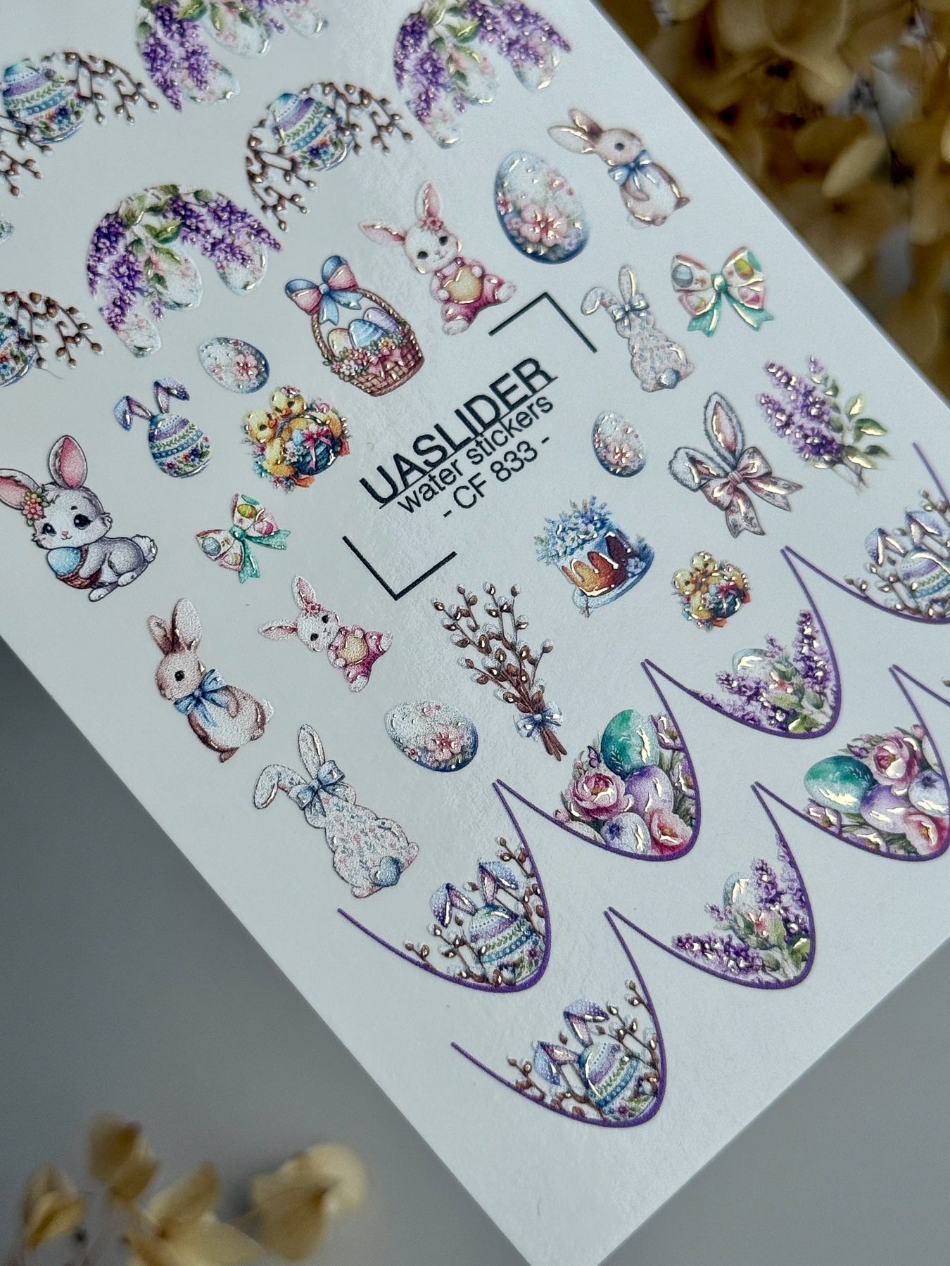 Easter Nail Decals — Bunnies, Eggs, Wisteria & French Tips | CF - 833 - UASLIDER
