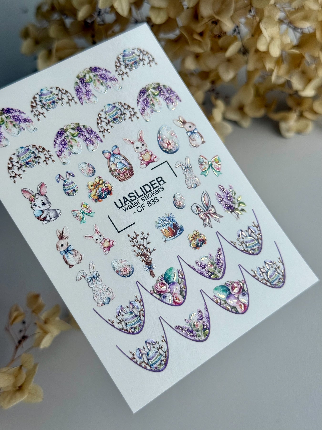 Easter Nail Decals — Bunnies, Eggs, Wisteria & French Tips | CF - 833 - UASLIDER