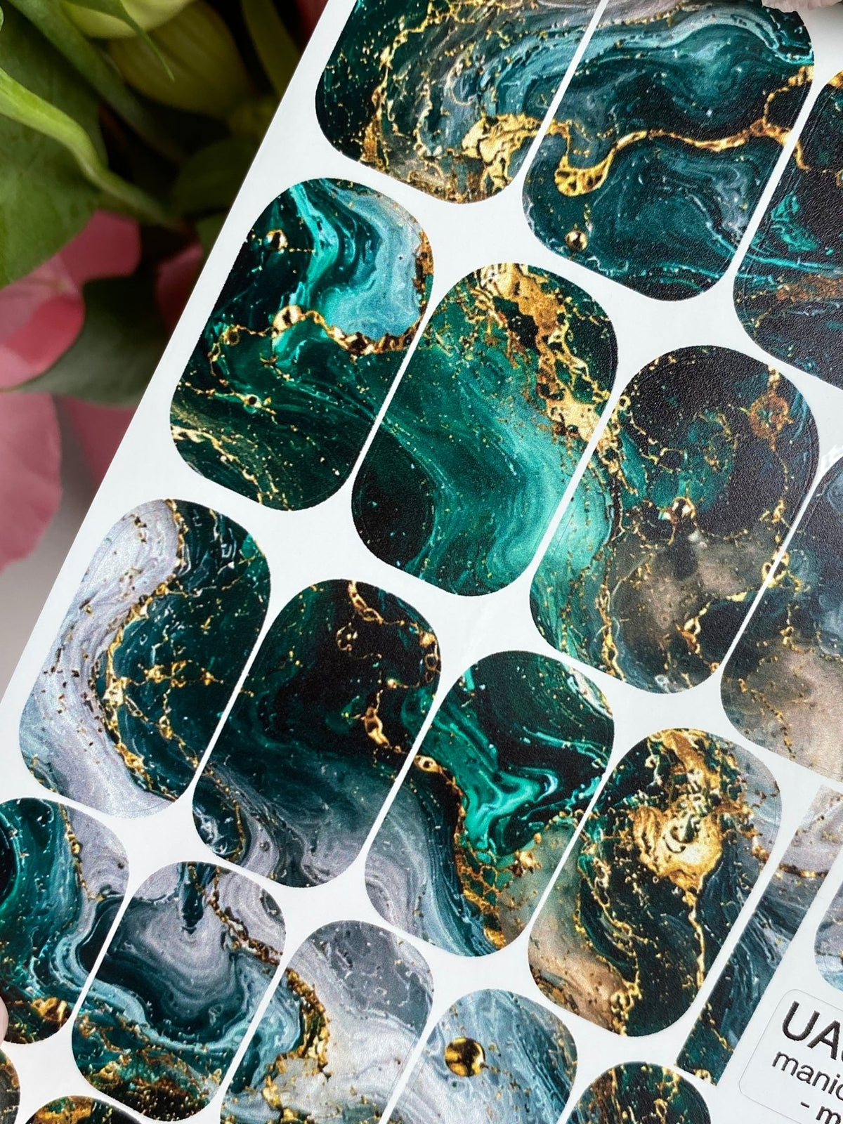 Emerald Agate Manicure Wraps — Grey Marble | mw-036 - UASLIDER