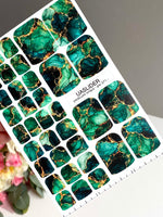 Emerald Marble Pedicure Wraps — Amber Veins | pw-371 - UASLIDER