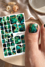Emerald Marble Pedicure Wraps — Amber Veins | pw-371 - UASLIDER