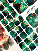 Emerald Marble Pedicure Wraps — Amber Veins | pw-371 - UASLIDER