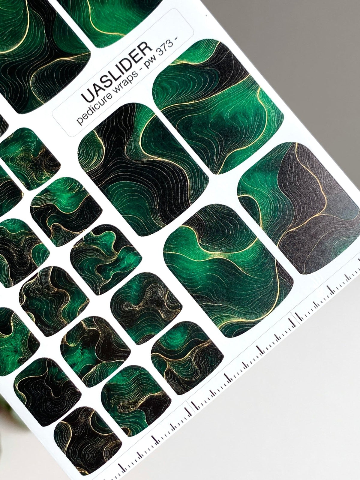 Emerald Marble Pedicure Wraps — Black Abstract Lines | pw-373 - UASLIDER