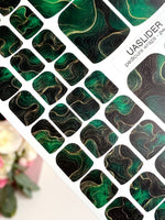 Emerald Marble Pedicure Wraps — Black Abstract Lines | pw-373 - UASLIDER