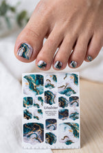 Emerald Pedicure Nail Wraps — Emerald Marble Gold Foil | mwf-006 - UASLIDER