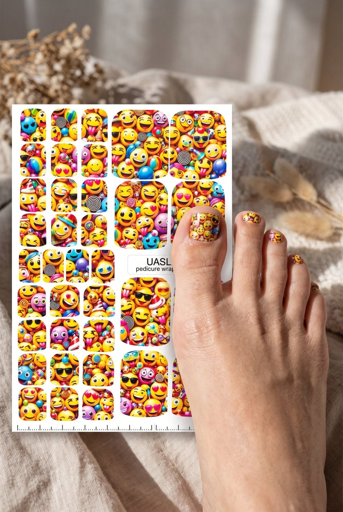 Emoji Pedicure Wraps — Colorful Smiley Face Pattern | pw-339 - UASLIDER