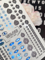 Evil Eye Nail Decals — Blue Nazar, Lace Borders & Ornaments | MC-065 - UASLIDER