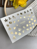 Fall Leaf Nail Decals — Gold Foil Botanical Leaves | Fg - 175 - UASLIDER