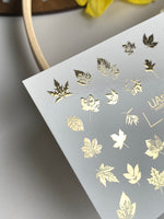 Fall Leaf Nail Decals — Gold Foil Botanical Leaves | Fg - 175 - UASLIDER