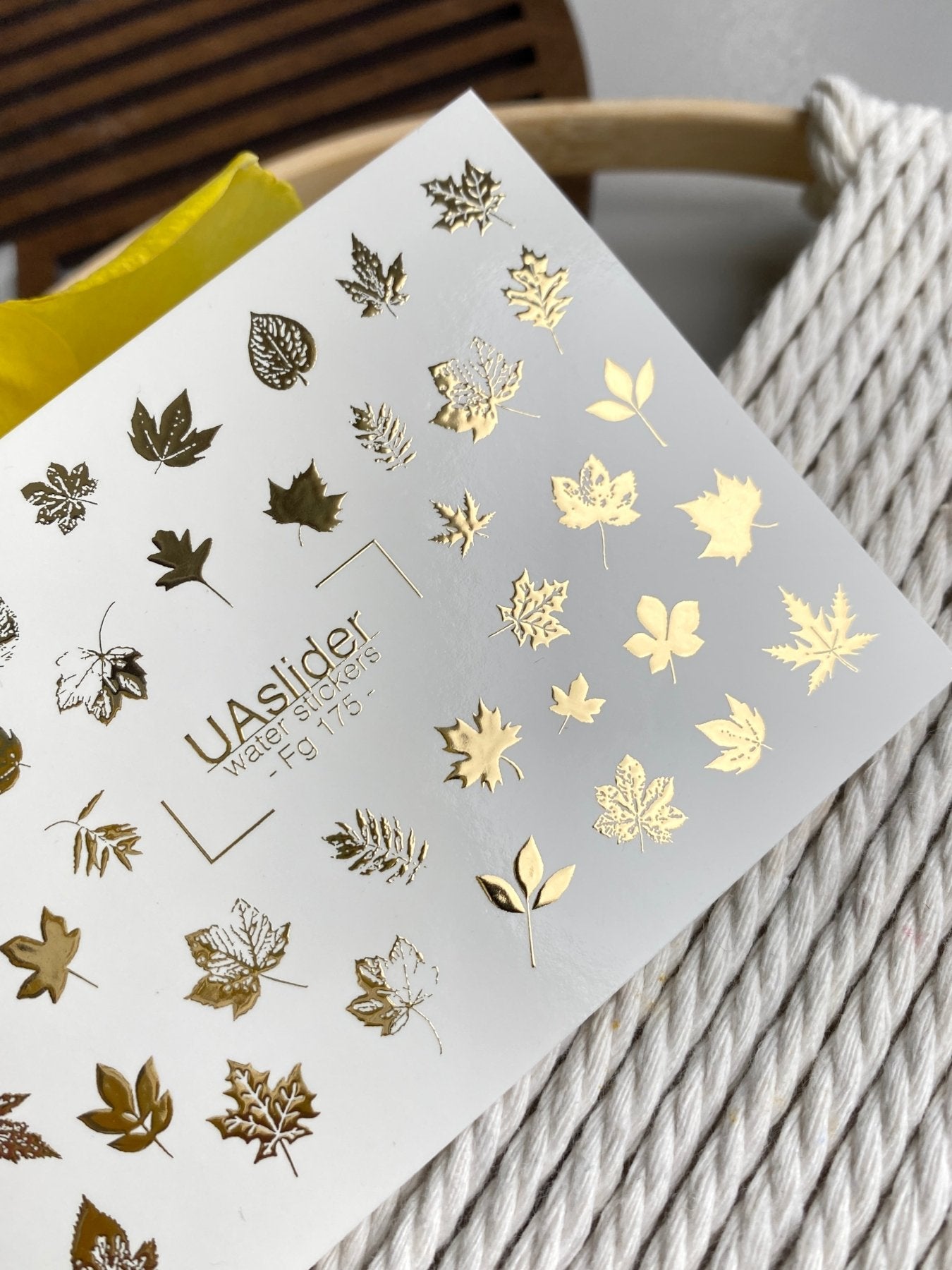 Fall Leaf Nail Decals — Gold Foil Botanical Leaves | Fg - 175 - UASLIDER