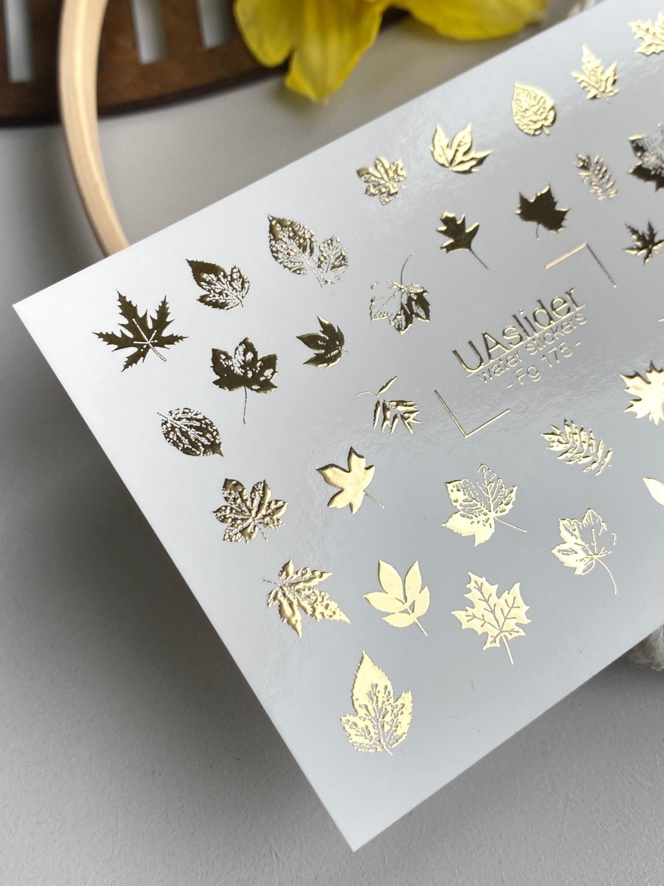 Fall Leaf Nail Decals — Gold Foil Botanical Leaves | Fg - 175 - UASLIDER