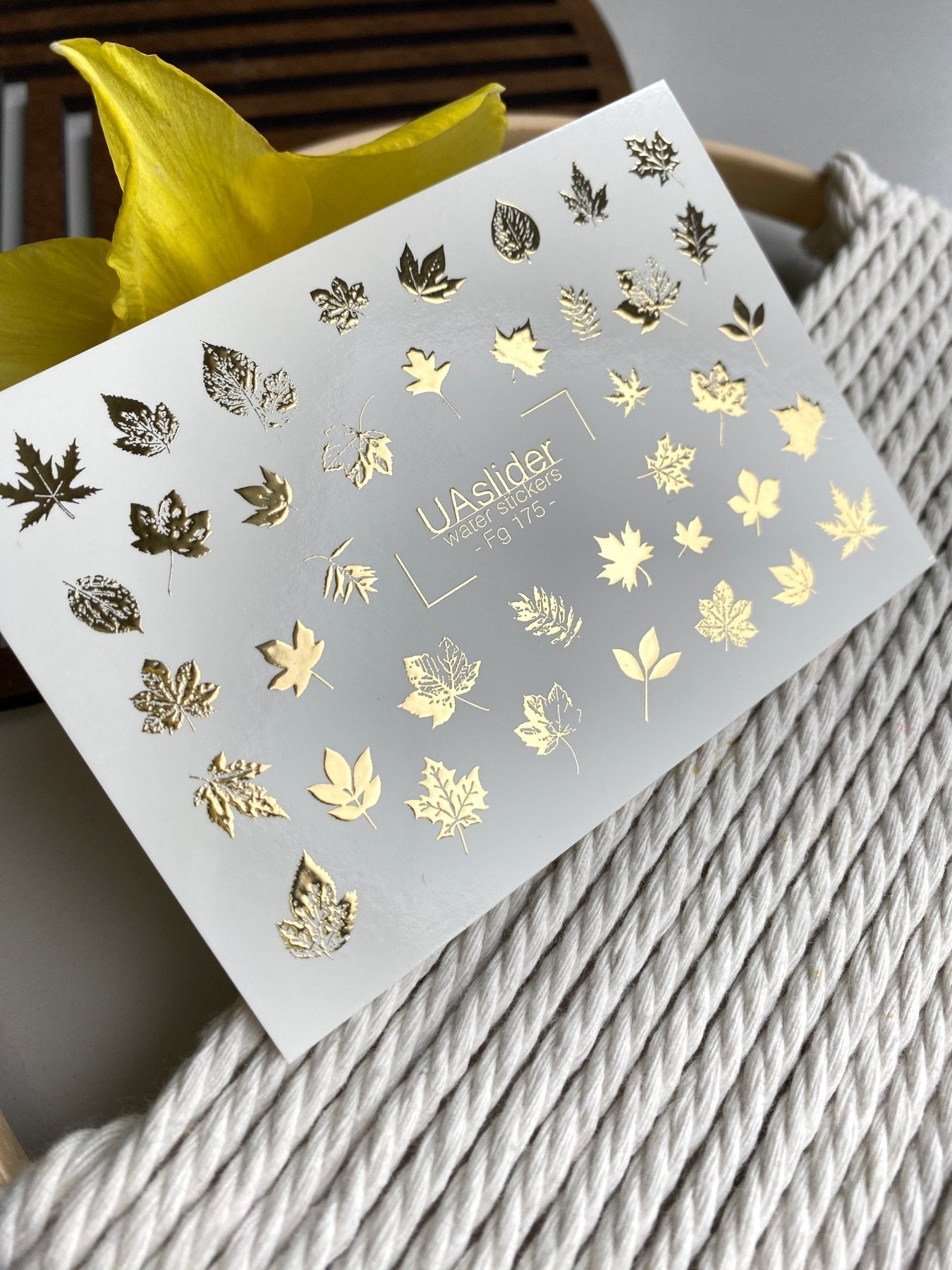 Fall Leaf Nail Decals — Gold Foil Botanical Leaves | Fg - 175 - UASLIDER