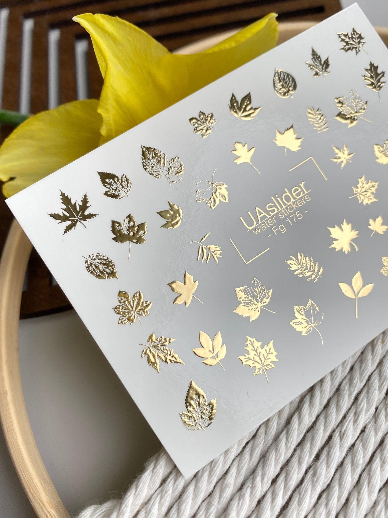 Fall Leaf Nail Decals — Gold Foil Botanical Leaves | Fg - 175 - UASLIDER