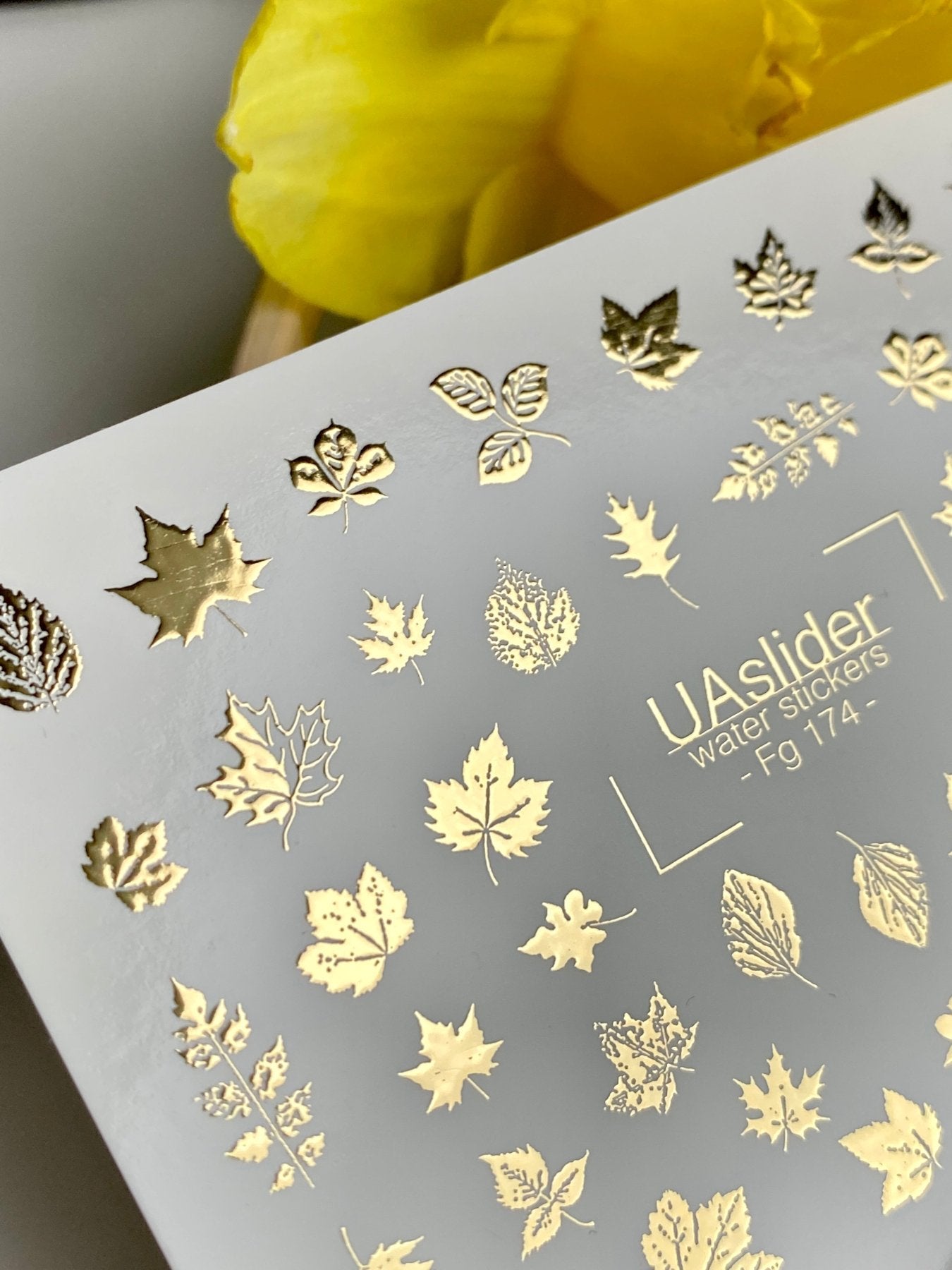 Fall Leaf Nail Decals — Gold Foil Mixed Leaves | Fg - 174 - UASLIDER