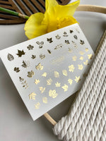 Fall Leaf Nail Decals — Gold Foil Mixed Leaves | Fg - 174 - UASLIDER