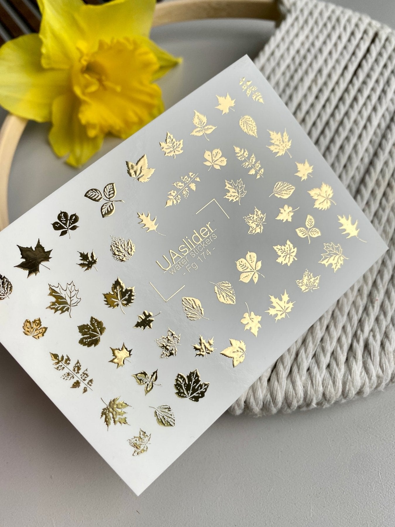 Fall Leaf Nail Decals — Gold Foil Mixed Leaves | Fg - 174 - UASLIDER