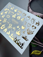 Flame Heart Nail Decals — Gold Foil Fire & Hearts | Fg - 143 - UASLIDER