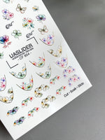 Floral French Tip Nail Decals — Watercolor Flowers & Gold Foil | CF - 854 - UASLIDER