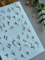 Floral Nail Decals — Black & White Botanical Blooms with Silver Foil | CF - 839 - UASLIDER