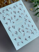 Floral Nail Decals — Black & White Botanical Blooms with Silver Foil | CF - 839 - UASLIDER