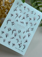 Floral Nail Decals — Black & White Botanical Blooms with Silver Foil | CF - 839 - UASLIDER