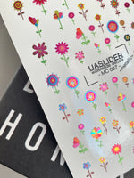 Floral Nail Decals — Bright Metallic Daisy Garden on Stems | MC-067 - UASLIDER