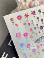 Floral Nail Decals — Bright Metallic Daisy Garden on Stems | MC-067 - UASLIDER