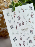 Floral Nail Decals — Cotton & Eucalyptus with Gold Foil | CF - 595 - UASLIDER