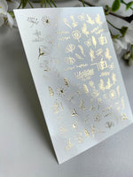 Floral Nail Decals — Gold Foil Wildflower & Butterfly Mix | Fg - 232 - UASLIDER