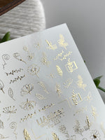 Floral Nail Decals — Gold Foil Wildflower & Butterfly Mix | Fg - 232 - UASLIDER