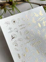Floral Nail Decals — Gold Foil Wildflower & Butterfly Mix | Fg - 232 - UASLIDER