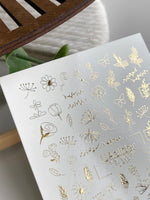 Floral Nail Decals — Gold Foil Wildflower & Butterfly Mix | Fg - 232 - UASLIDER