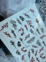Floral Nail Decals — Gothic Branches, Lilies & Gold Foil | CF-765 - UASLIDER