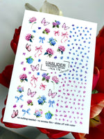 Floral Nail Decals — Hydrangea, Pink Bows & Butterflies | NCs-179 - UASLIDER
