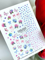 Floral Nail Decals — Hydrangea, Pink Bows & Butterflies | NCs-179 - UASLIDER