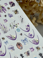 Floral Nail Decals — Lavender, Bees & Vintage Regency Details | CF - 824 - UASLIDER