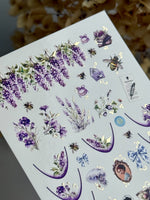 Floral Nail Decals — Lavender, Bees & Vintage Regency Details | CF - 824 - UASLIDER