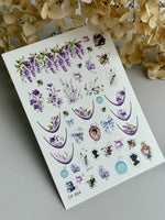 Floral Nail Decals — Lavender, Bees & Vintage Regency Details | CF - 824 - UASLIDER