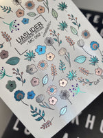 Floral Nail Decals — Metallic Wildflowers, Leaves & Dandelions | MC-062 - UASLIDER