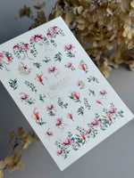 Floral Nail Decals — Pink Flowers, Eucalyptus & Gold Foil Sprigs | CF - 829 - UASLIDER