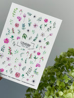 Floral Nail Decals — Pink Garden Flowers, Tulips & Green Branches | NCg-086 - UASLIDER